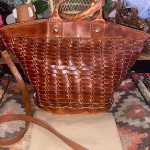 Patricia Nash Woven Rust Crossbody Tote-EUC